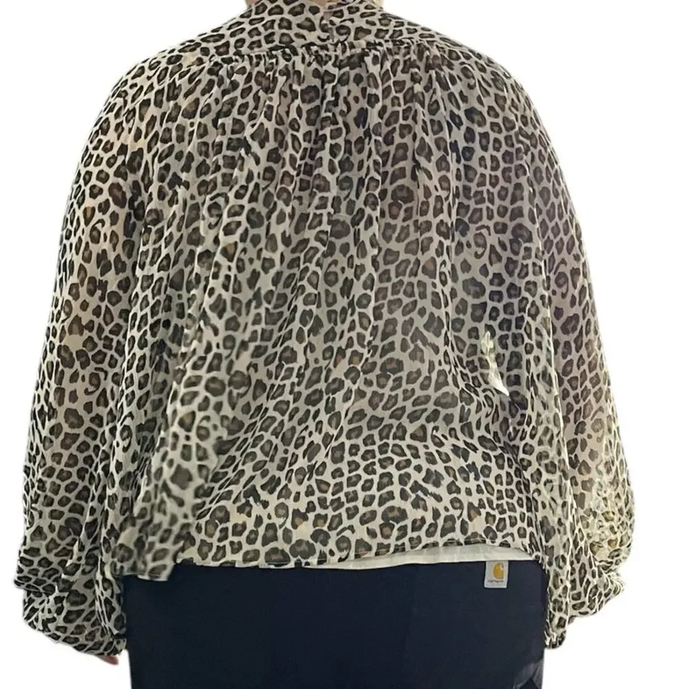 Maeve Leopard Print Pheasant Blouse Size 1X